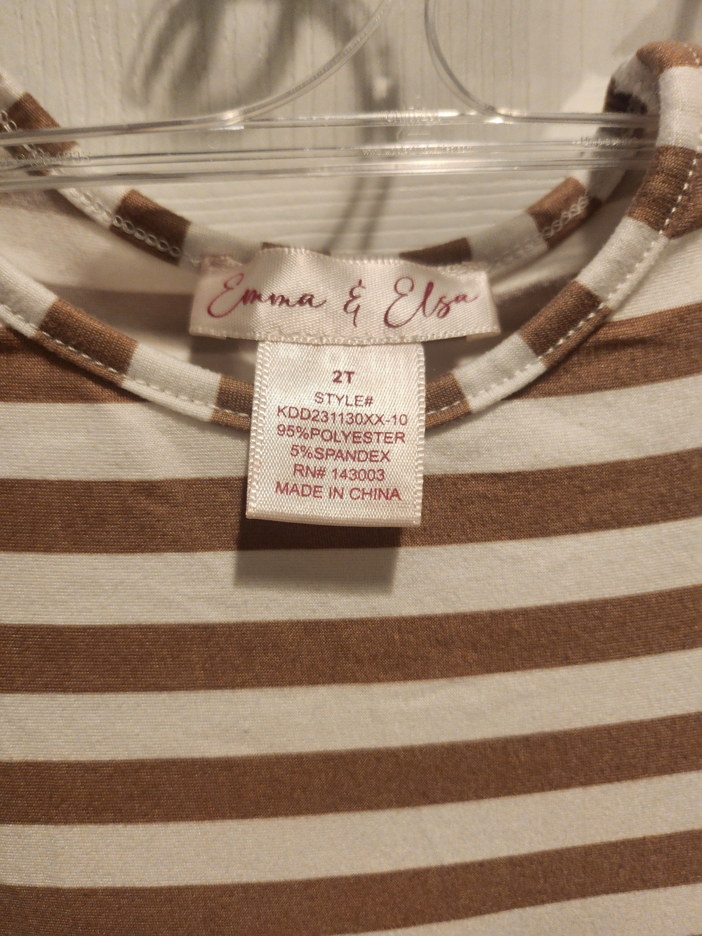 Brown and White Striped Girls' Top
